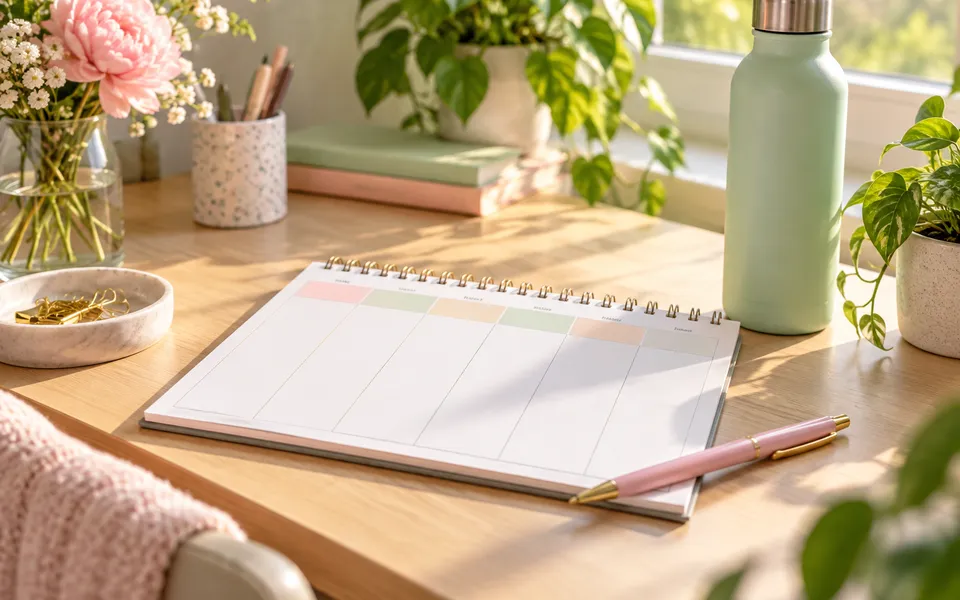 A blank weekly planner, representing the first week of treatment.