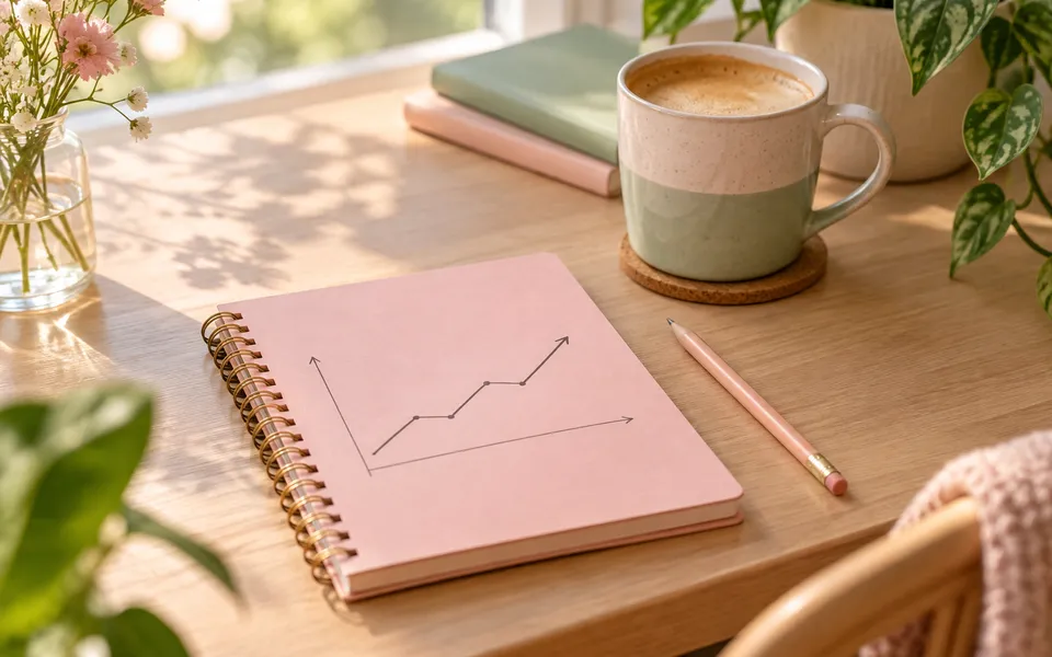 A notebook with a simple chart, representing treatment response.
